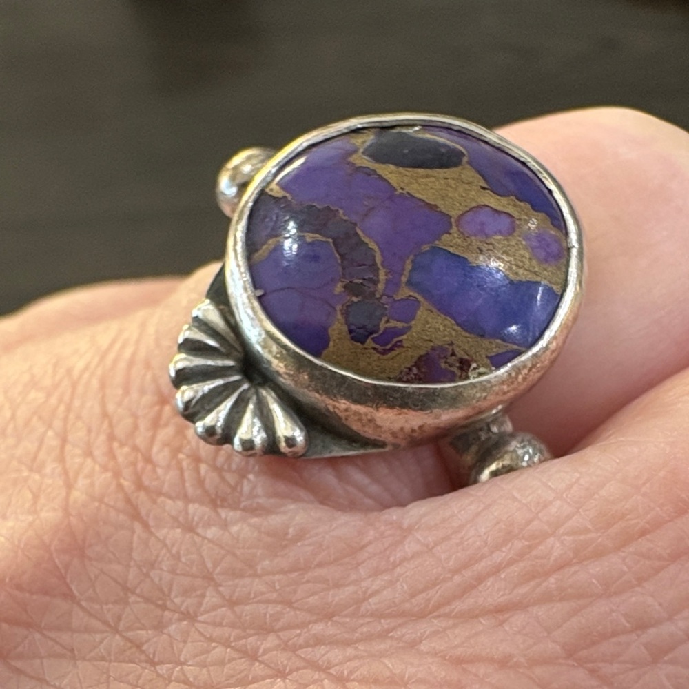 Artisan Sterling Silver Ring with Purple Turquoise
